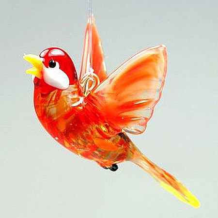 Glasskulptur Fliegende Rot Vögelchen