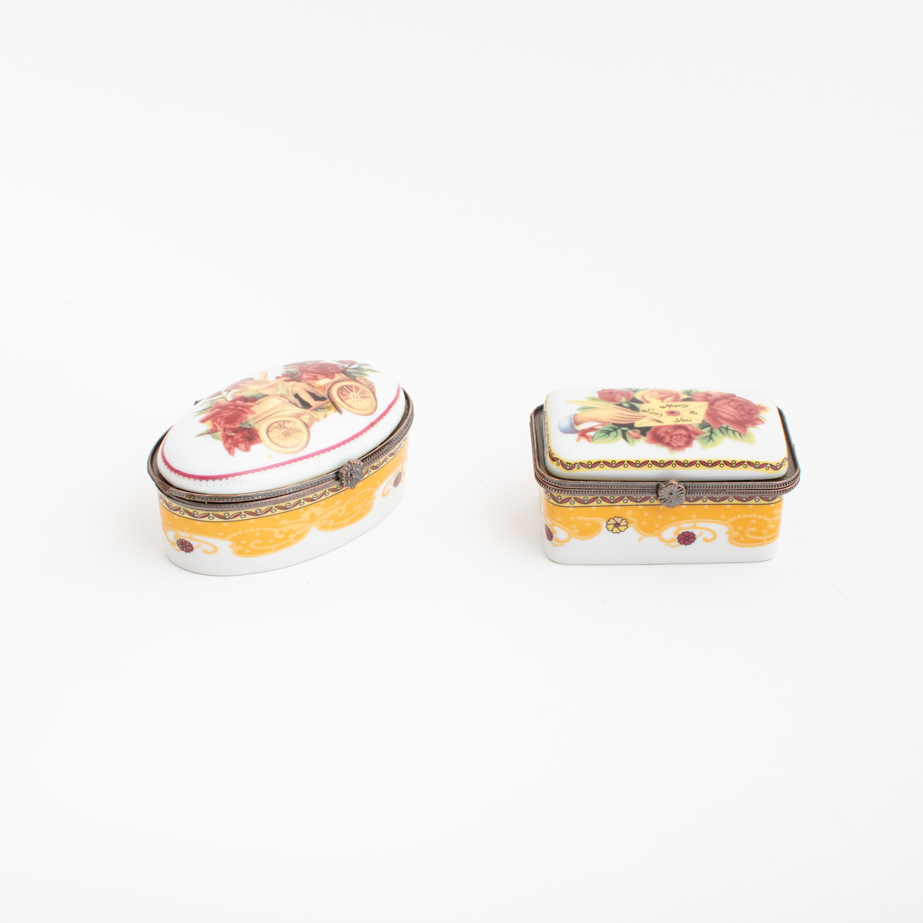 Set von 2 Porzellan Schachteln Engel und Umschlag
