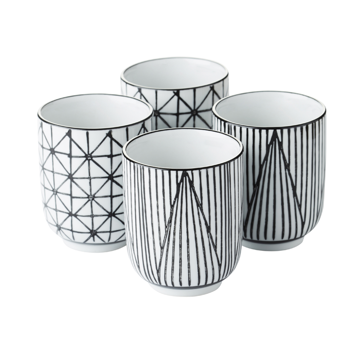 Satz von 4 Tassen Geo & Stripes