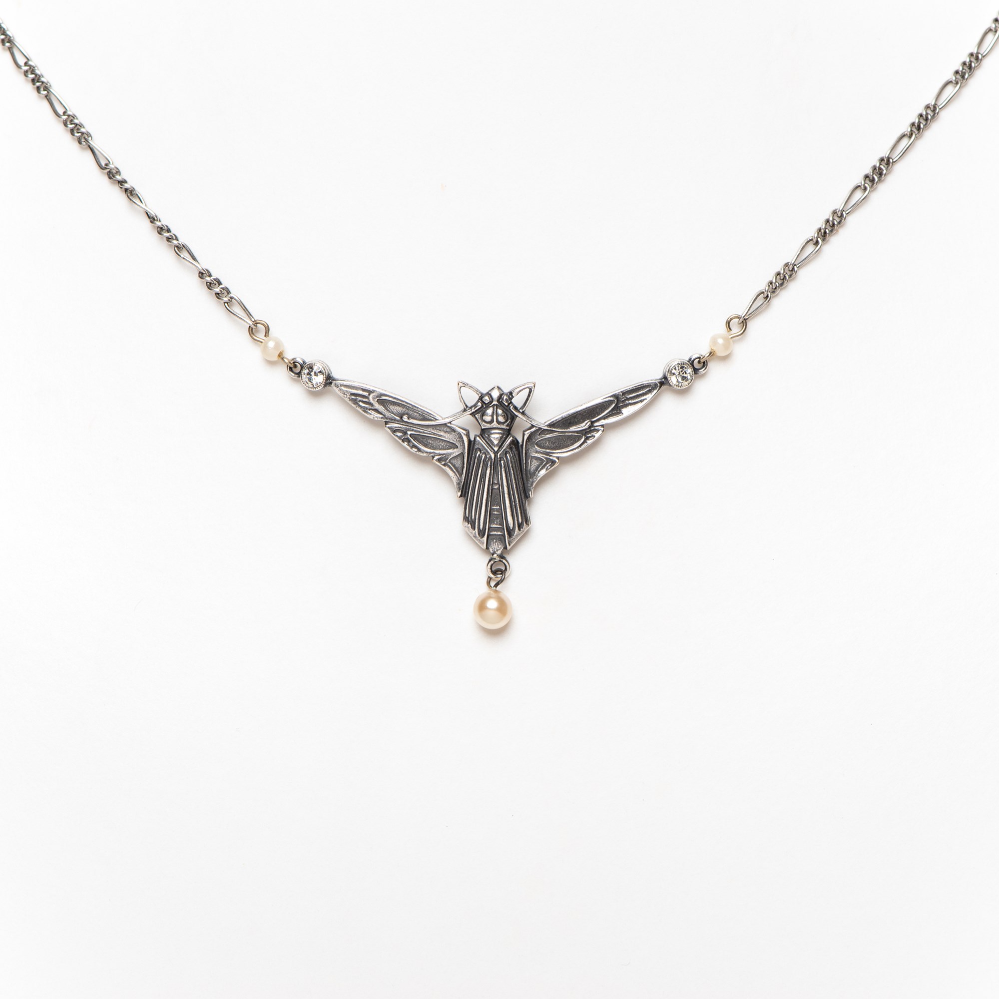 Jugendstil Halskette Fledermaus Silver