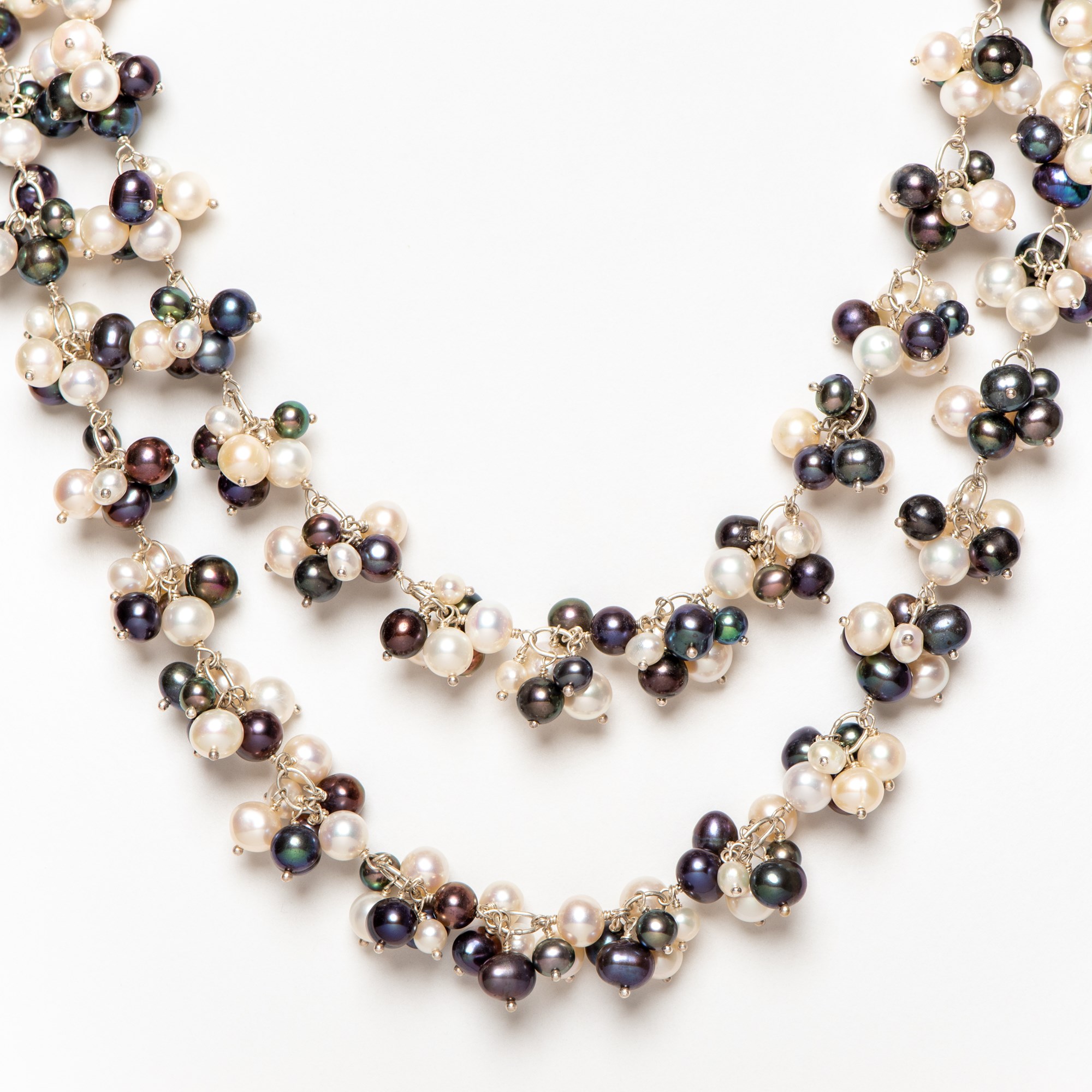 Collier Pearl Weiss/Schwarz