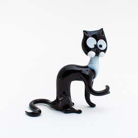 Glasskulptur schwarze Katze
