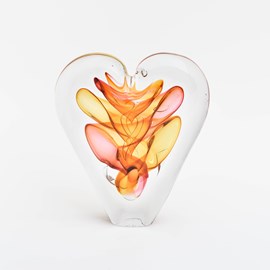 Glasskulptur Herz rot / braun