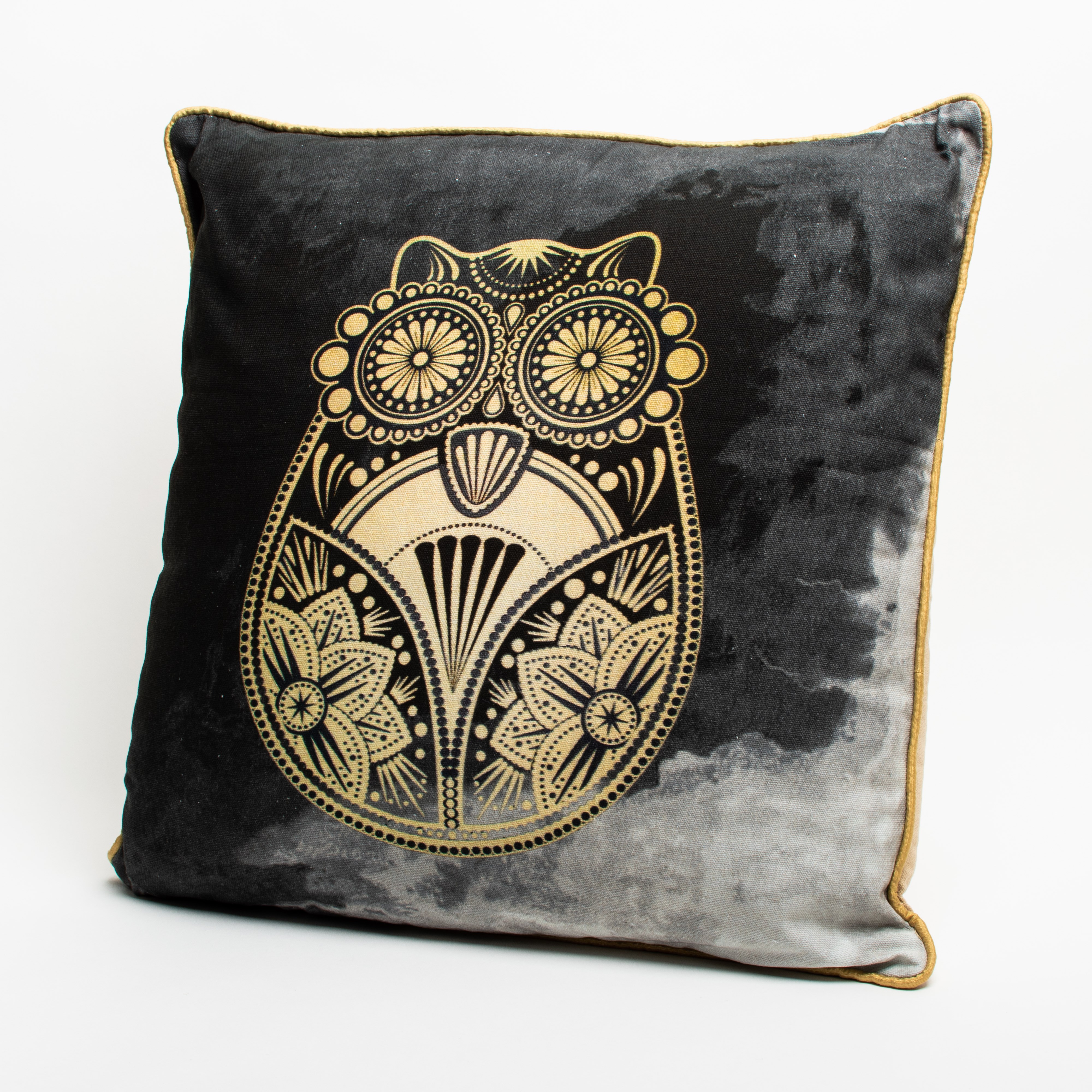 Kissen Eule Gold