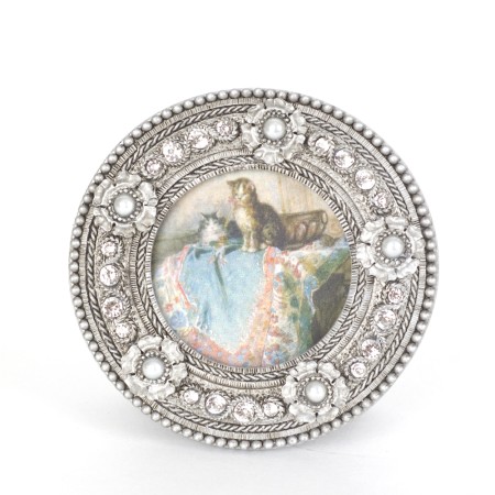 Fotolijstje rond met parels en strass steentjes