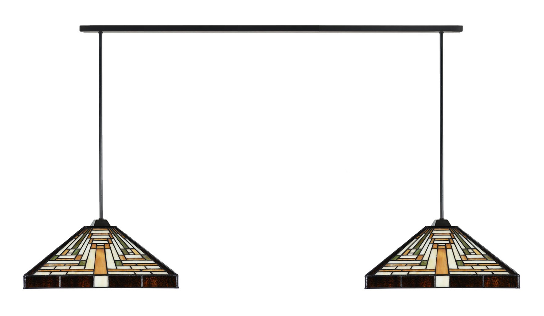 2 x Tiffany Rising Sun mit Armatur für Hängelampe am Deckenbalken