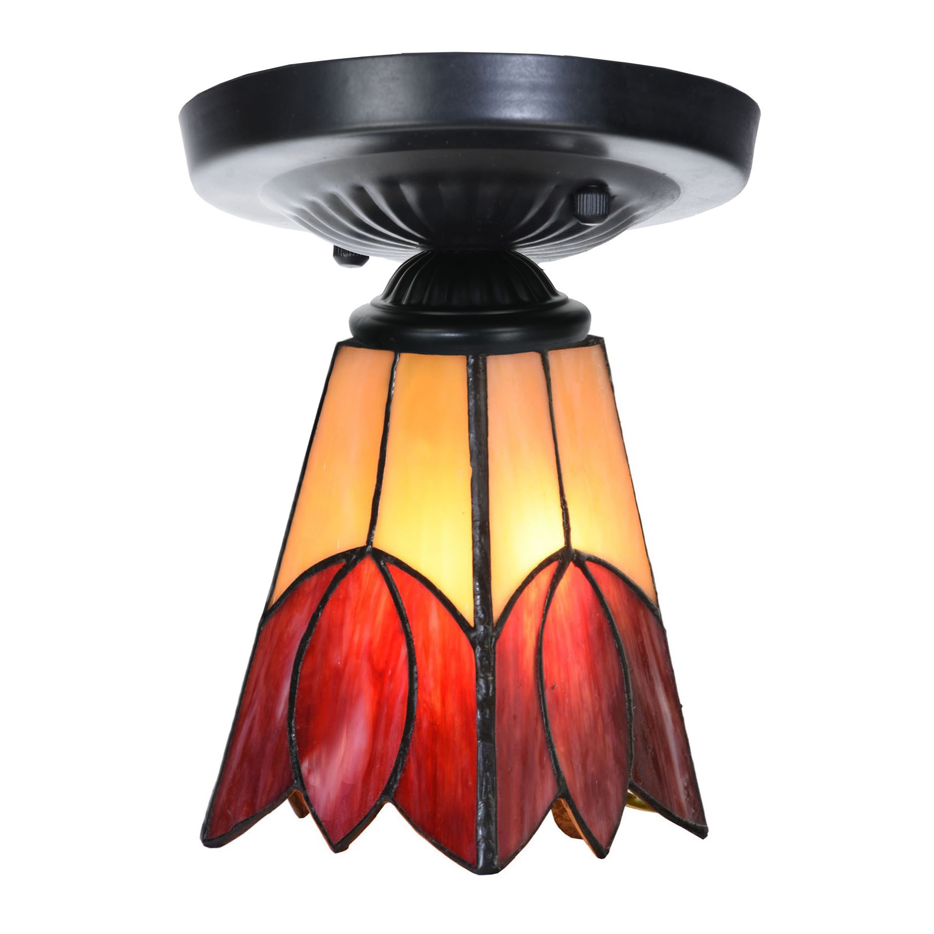 Tiffany-Deckenlampe schwarz mit Fleur de Vanneau 