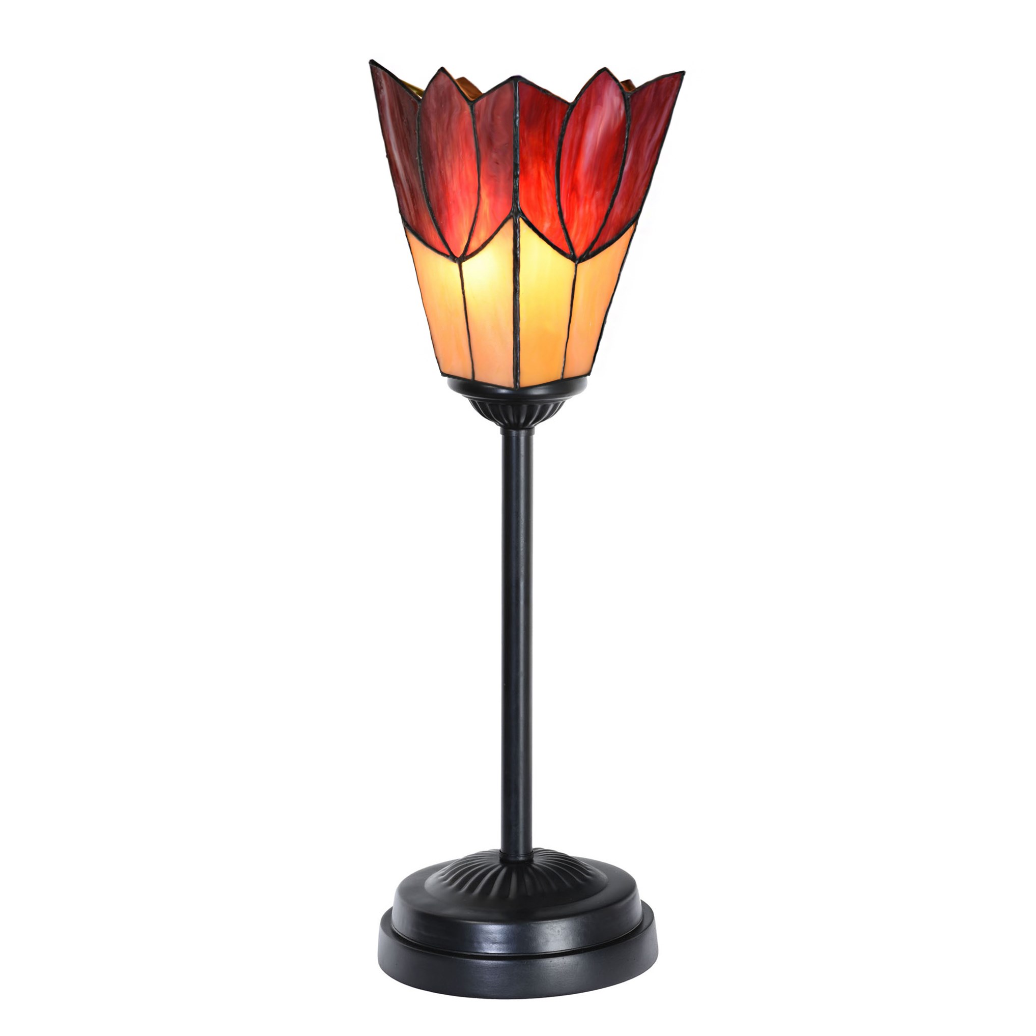 Tiffany Slim Tischlampe schwarz mit Fleur de Vanneau 