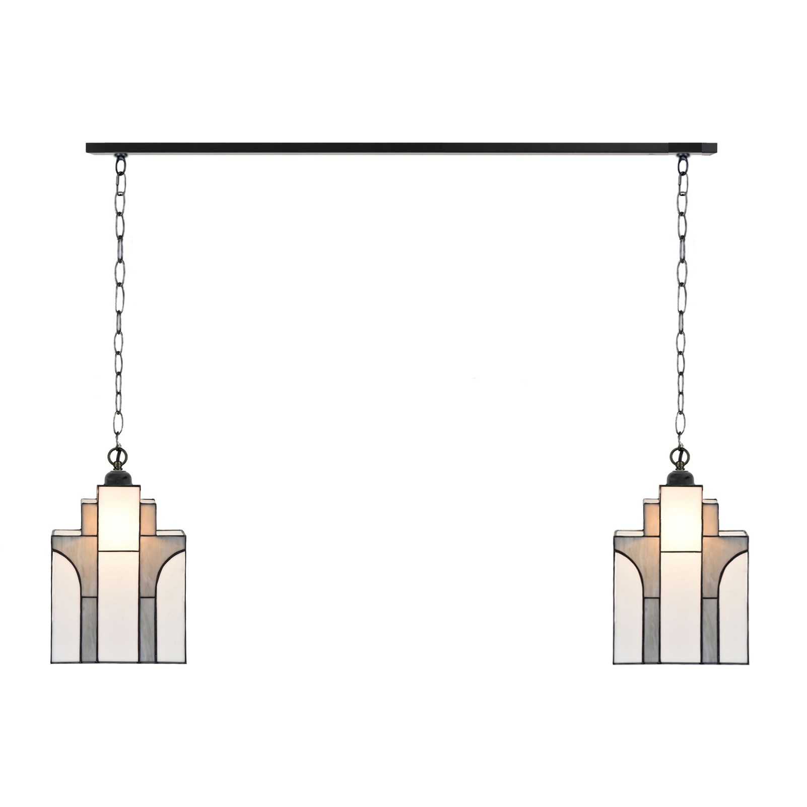 2 x Tiffany New York Sky Line mit Kette am Deckenbalken