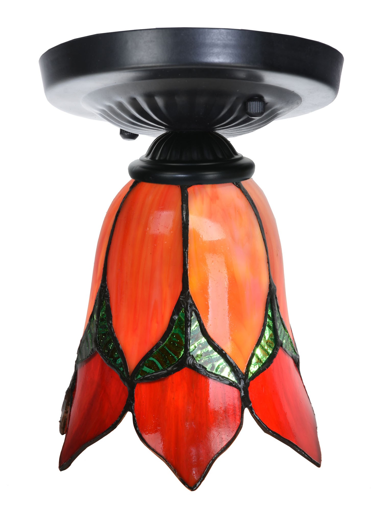 Tiffany-Deckenlampe schwarz mit Lovely Flower Red