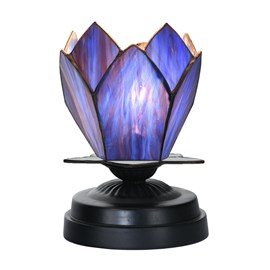 Tiffany kleine Tischlampe schwarz mit Blue Lotus