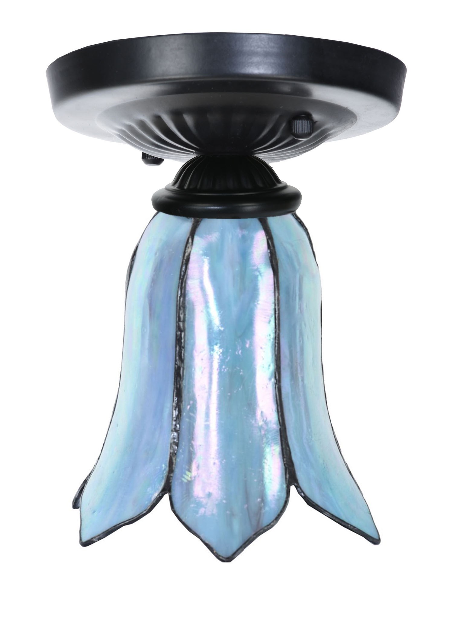 Tiffany-Deckenleuchte schwarz mit Gentian Blue