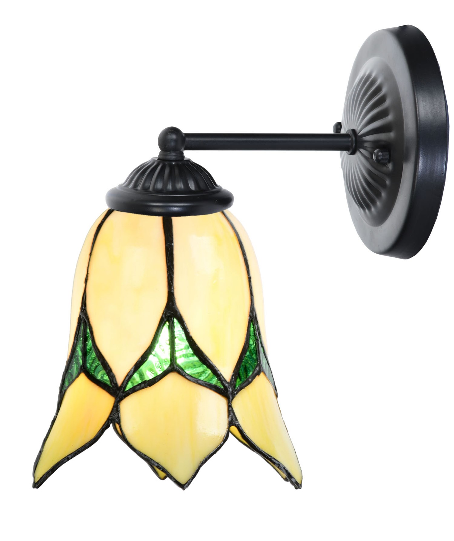 Tiffany Wandlampe schwarz mit Lovely Flower Yellow