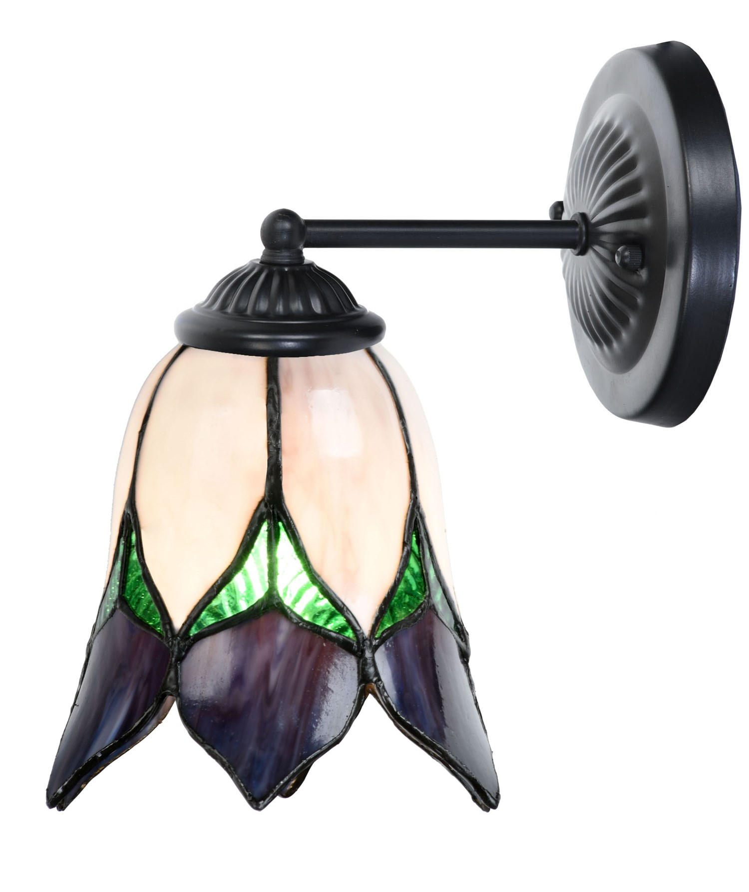 Tiffany Wandlampe schwarz mit Lovely Flower Purple