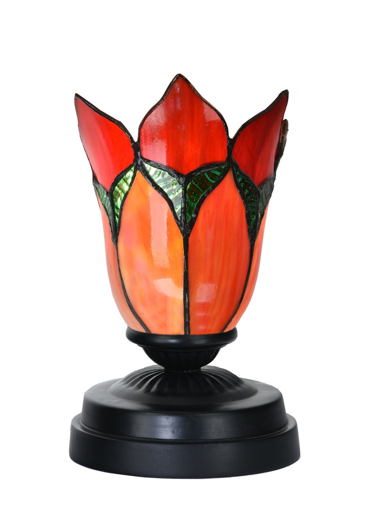 Tiffany kleine Tischlampe schwarz mit Lovely Flower Red