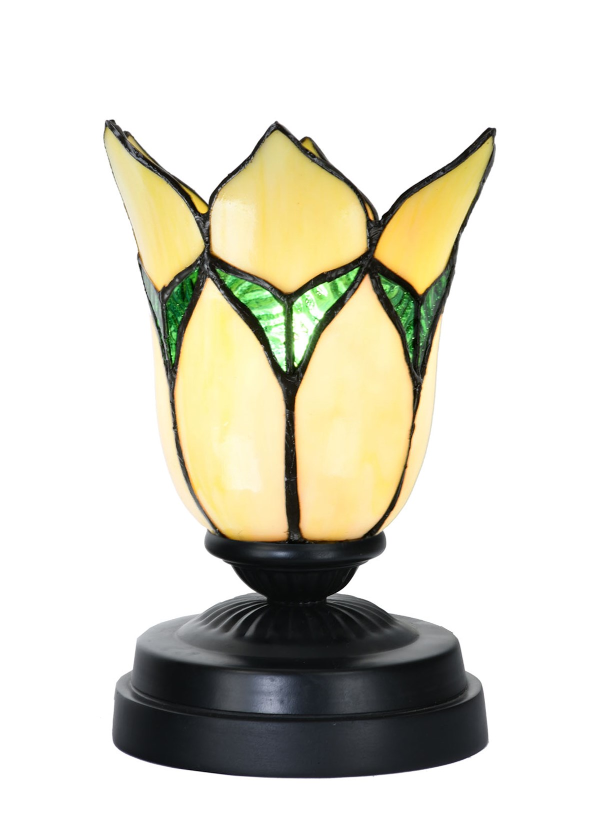 Tiffany kleine Tischlampe schwarz mit Lovely Flower Yellow