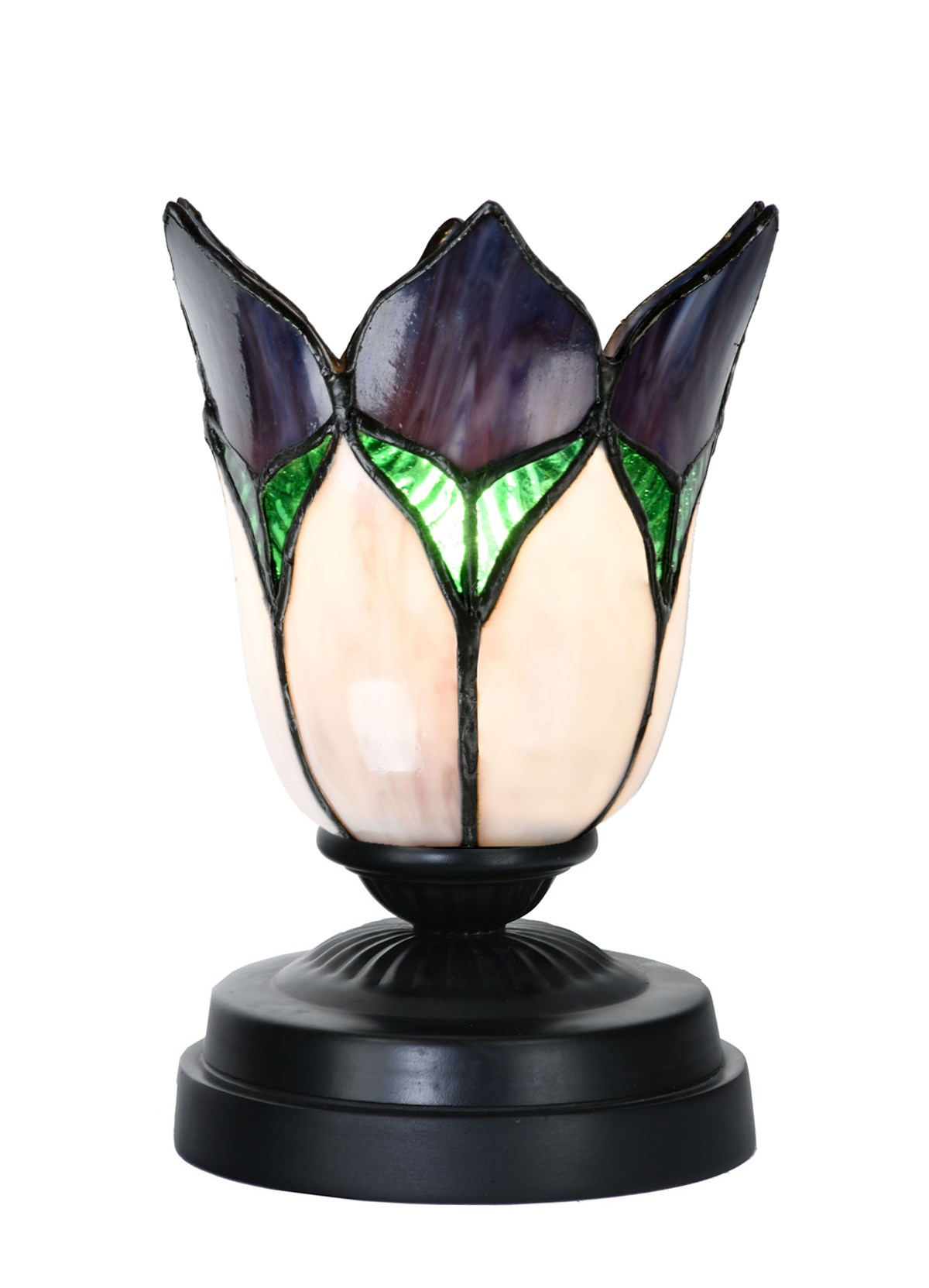 Tiffany kleine Tischlampe schwarz mit Lovely Flower Purple