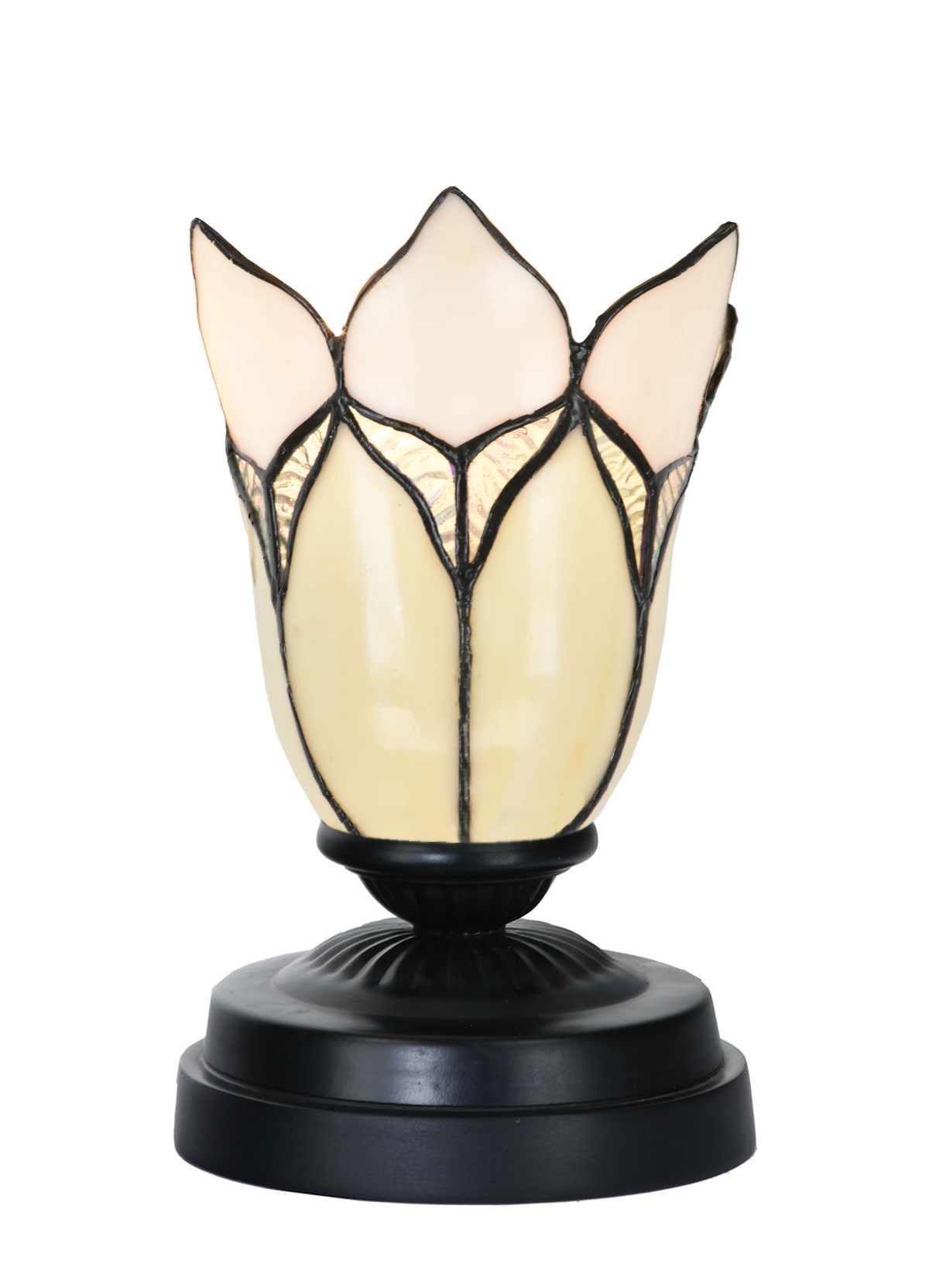 Tiffany kleine Tischlampe schwarz mit Lovely Flower White