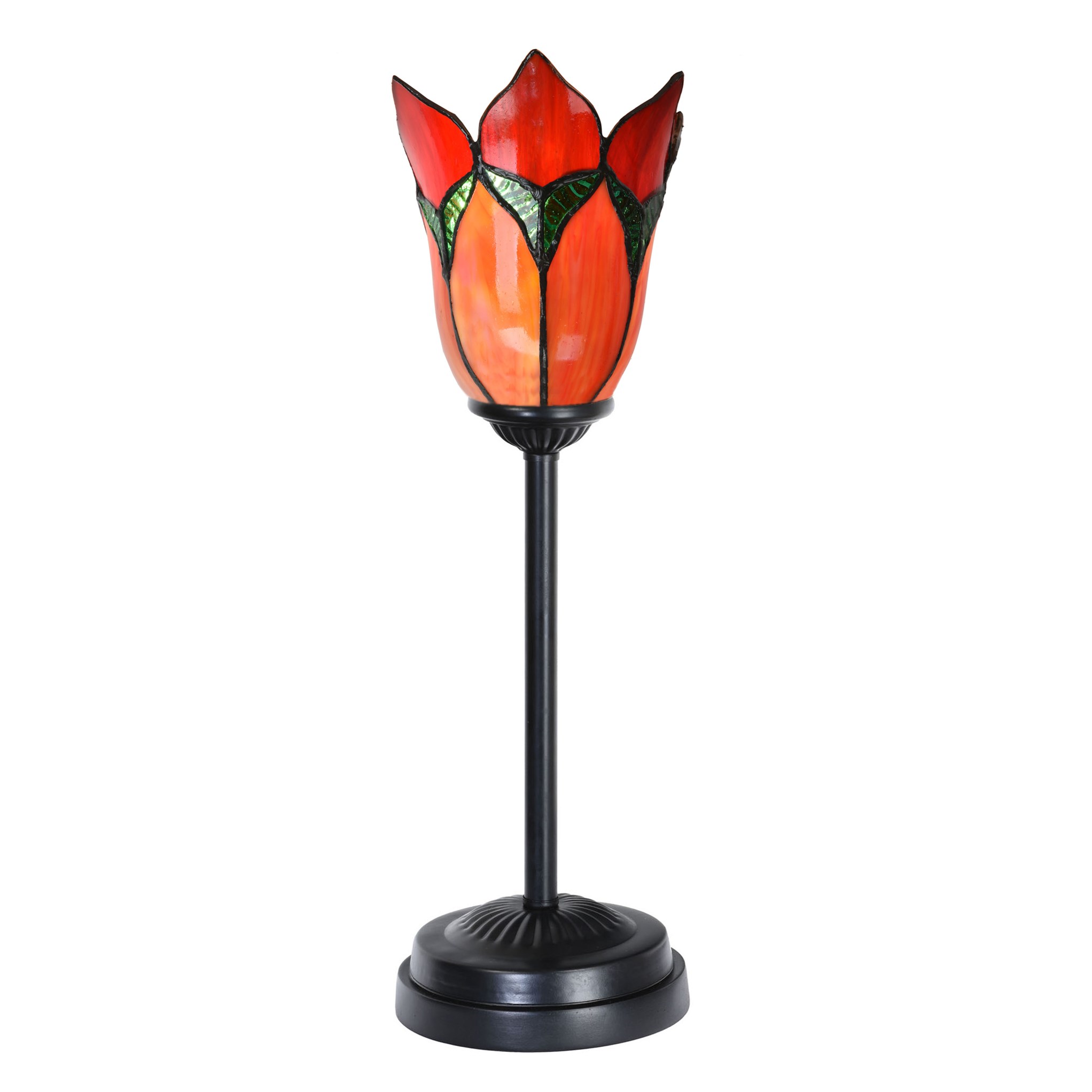 Tiffany Slim Tischlampe schwarz mit Lovely Flower Red