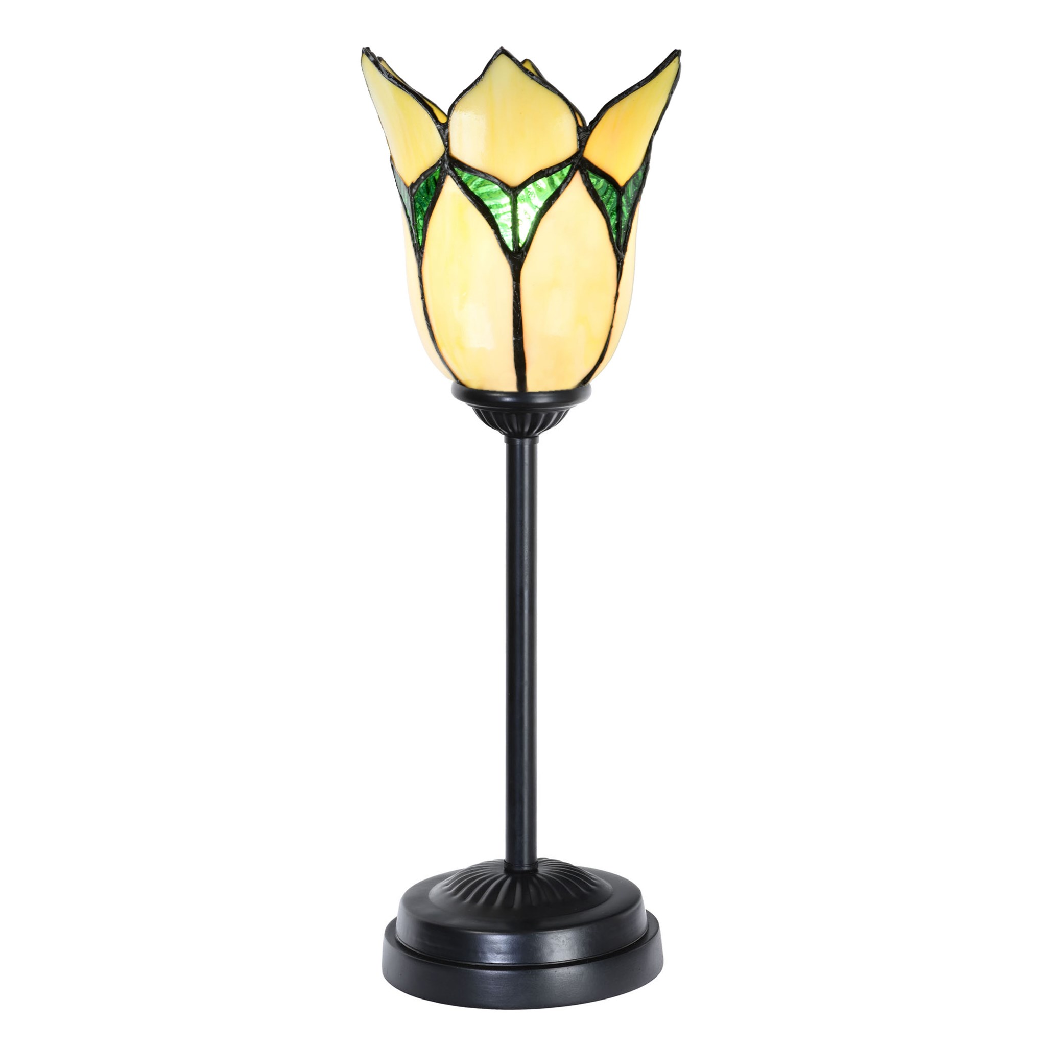 Tiffany Slim Tischlampe schwarz mit Lovely Flower Yellow