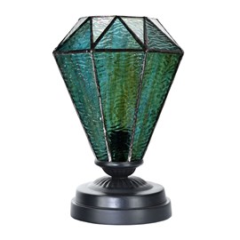 Tiffany kleine Tischlampe schwarz mit Arata Green