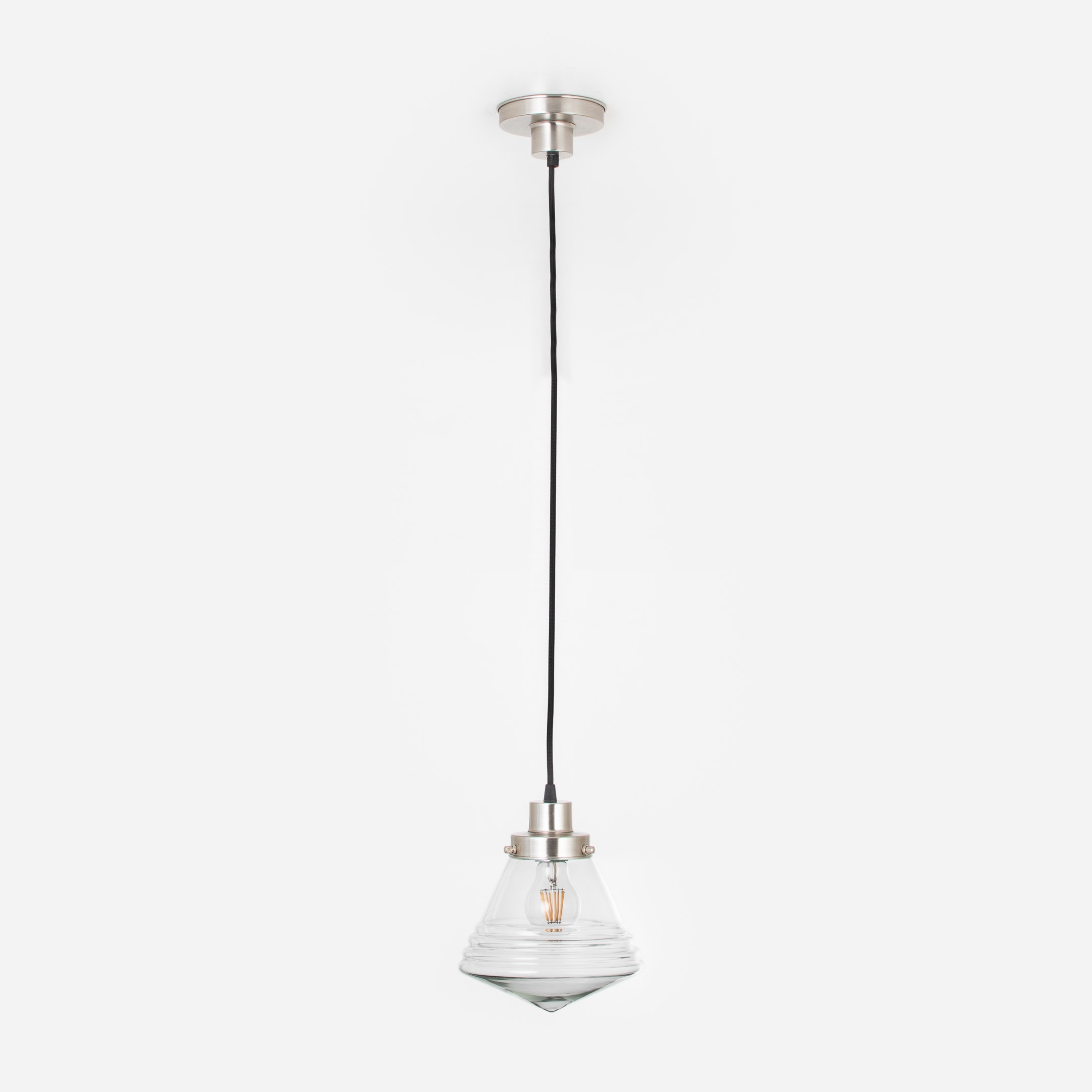 Hängelampe am Kabel Luxe School Small Helder 20's Nickel matt