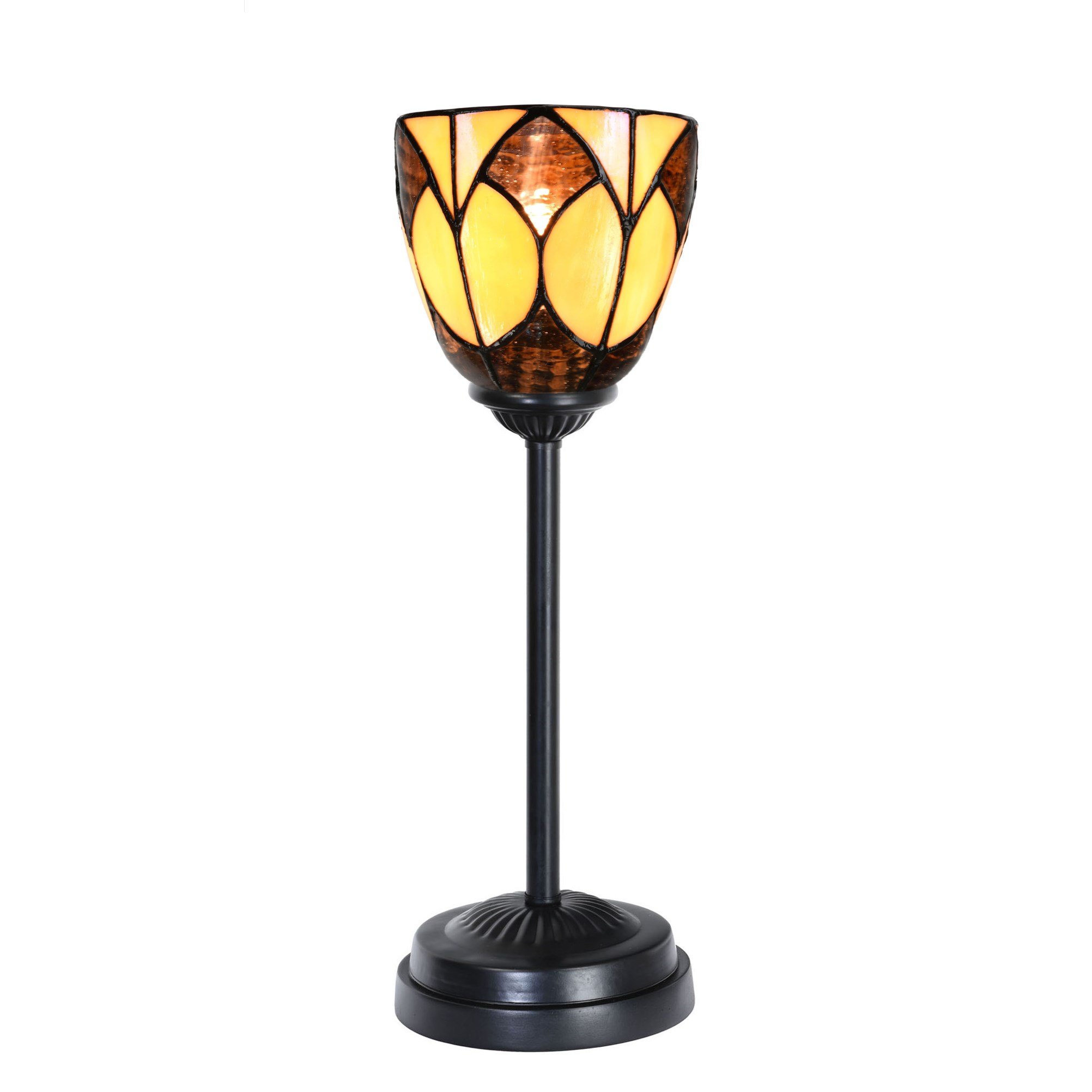 Tiffany Slim Tischlampe schwarz mit Parabola Small