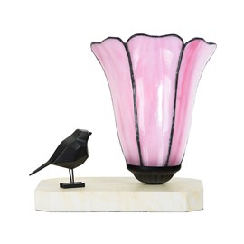 Tiffany Tischlampe / Skulptur Ballade of a Bird Liseron Pink