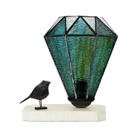 Tiffany Tischlampe / Skulptur Ballade of a Bird Arata Green