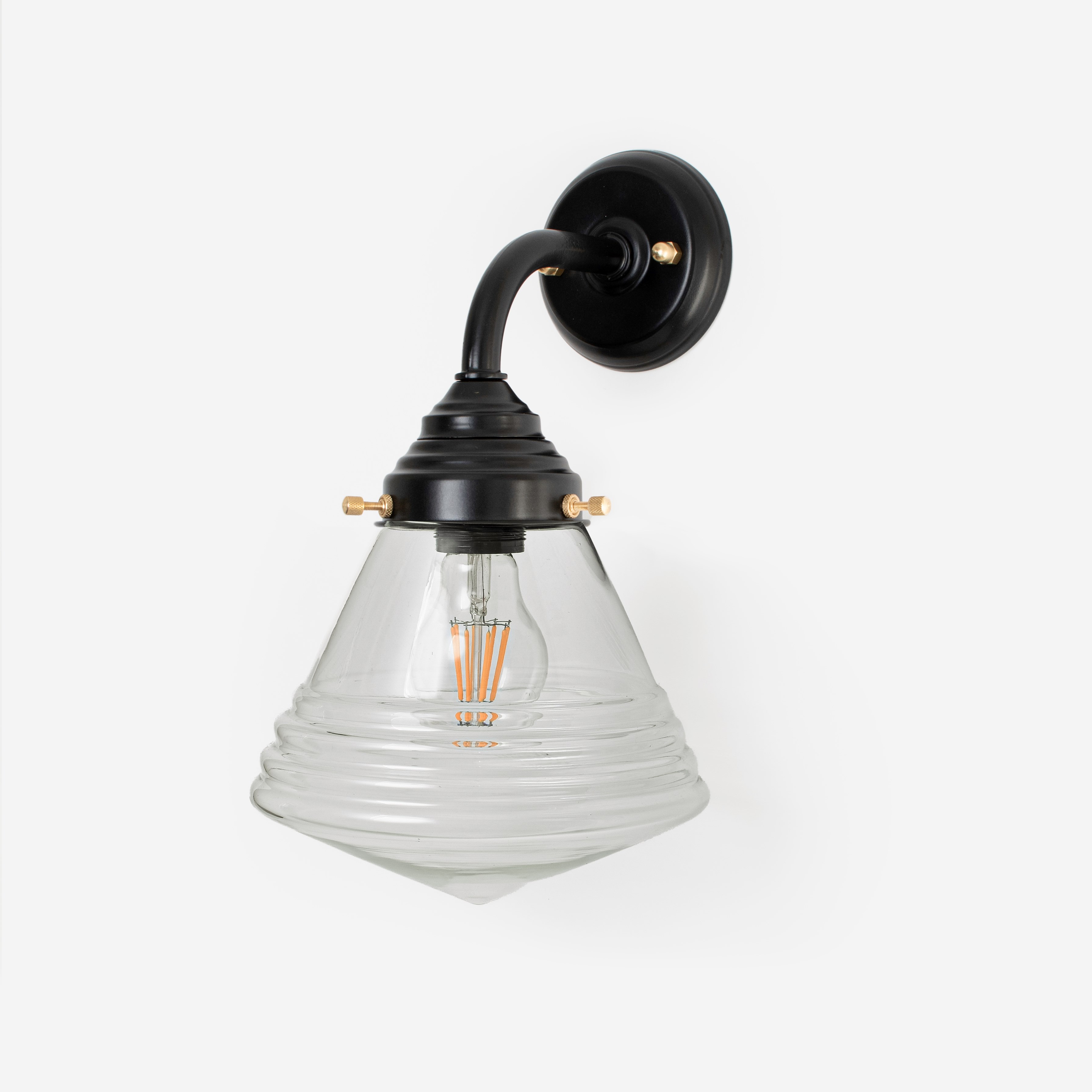 Außenleuchte - Wandleuchte Luxurious School Small Clear Curve Black