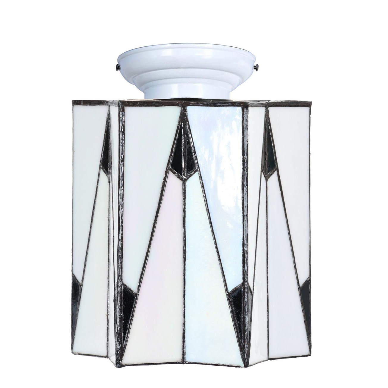 Tiffany Deckenleuchte weiß mit French Art Deco
