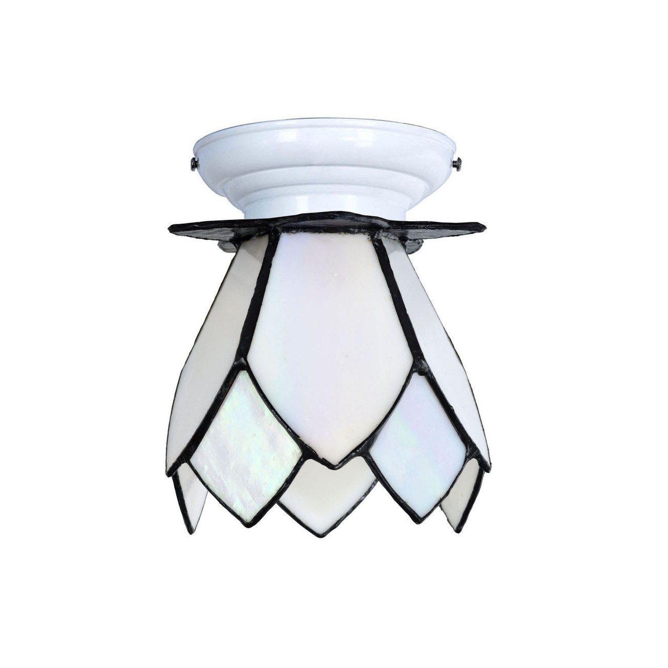 Tiffany Deckenleuchte weiß mit White Lotus
