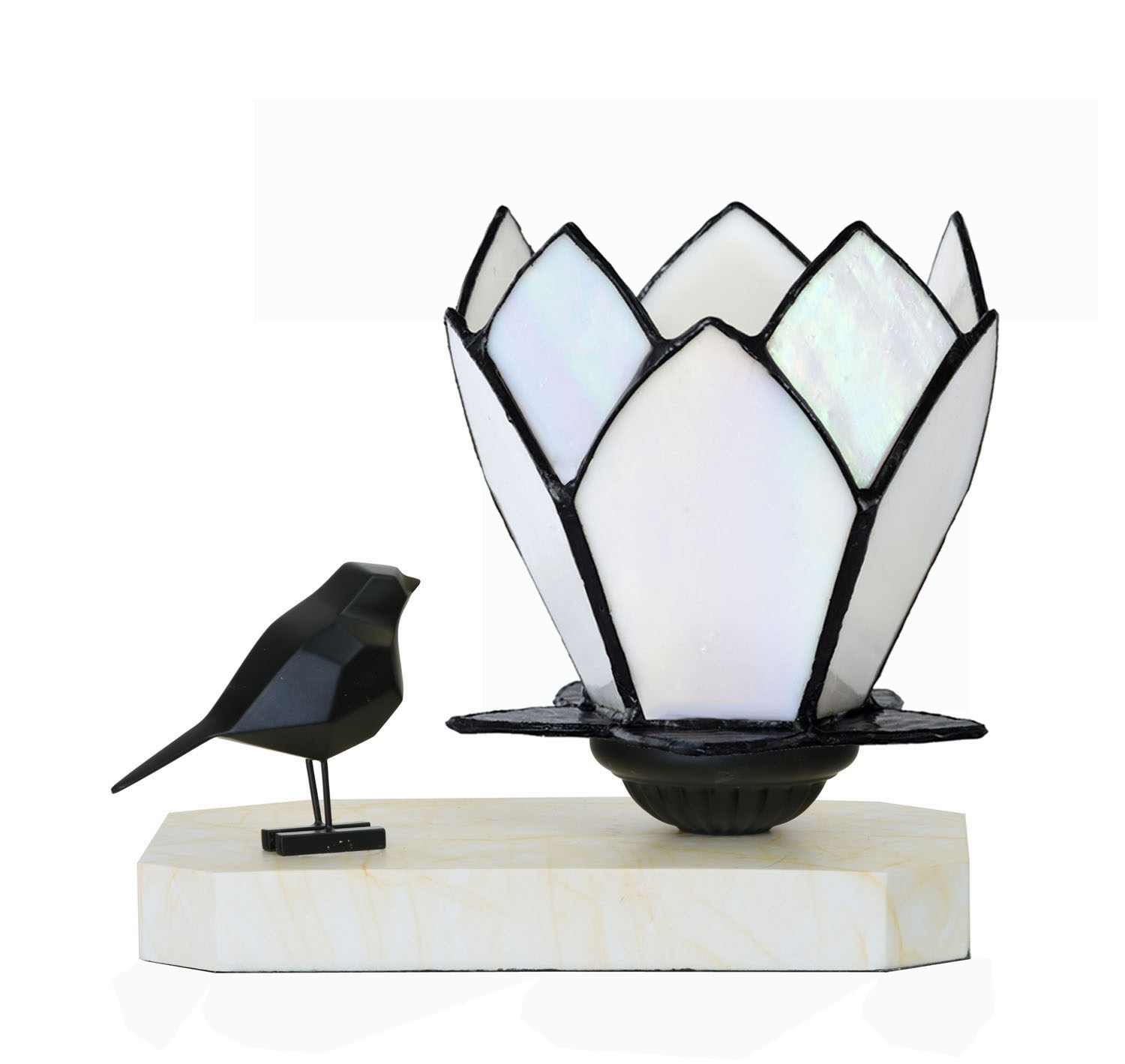 Tiffany Tischlampe / Skulptur Ballade of a Bird White Lotus