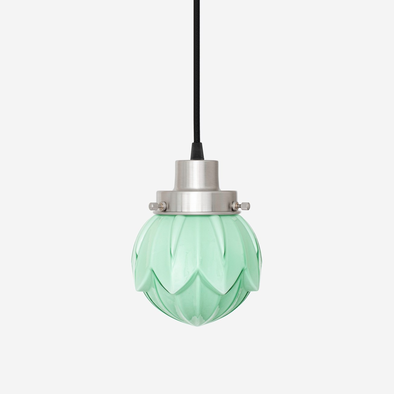 Pendelleuchte mit Kabel, Lotus Mint 20er Jahre, mattes Nickel