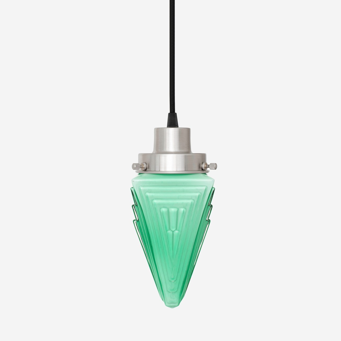 Pendelleuchte mit Kabel, Finisterre Mint 20er Jahre, mattes Nickel