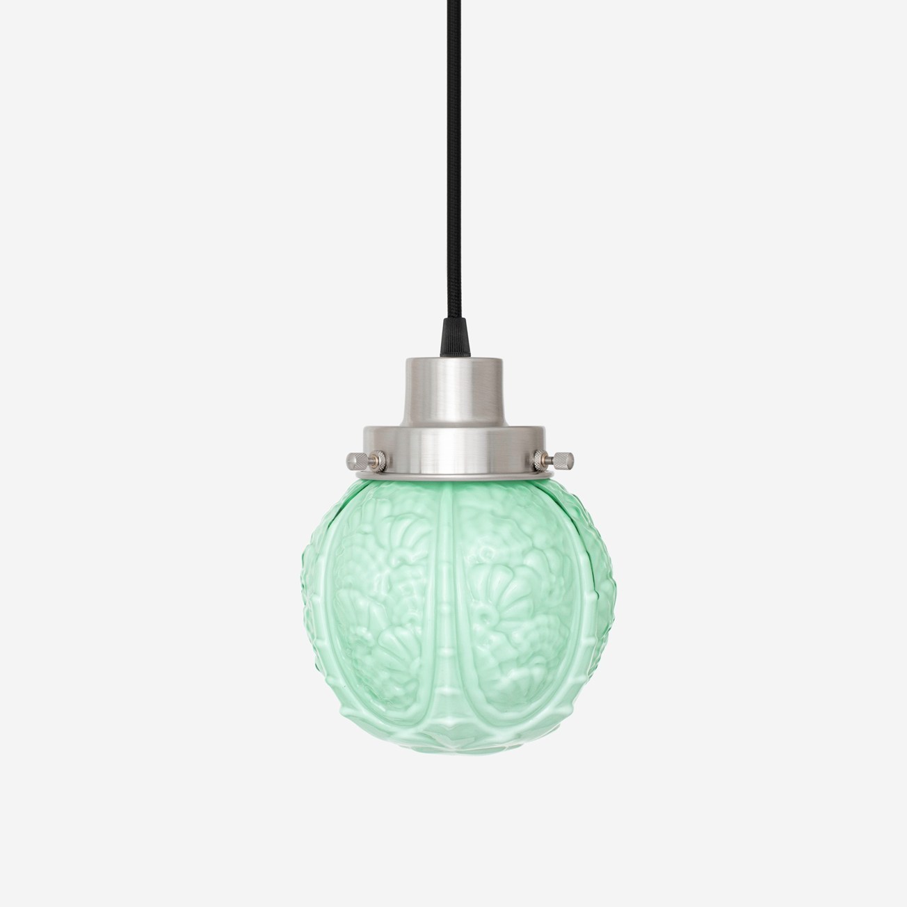 Pendelleuchte mit Kabel, Guimard Flower Mint 20er Jahre, mattes Nickel