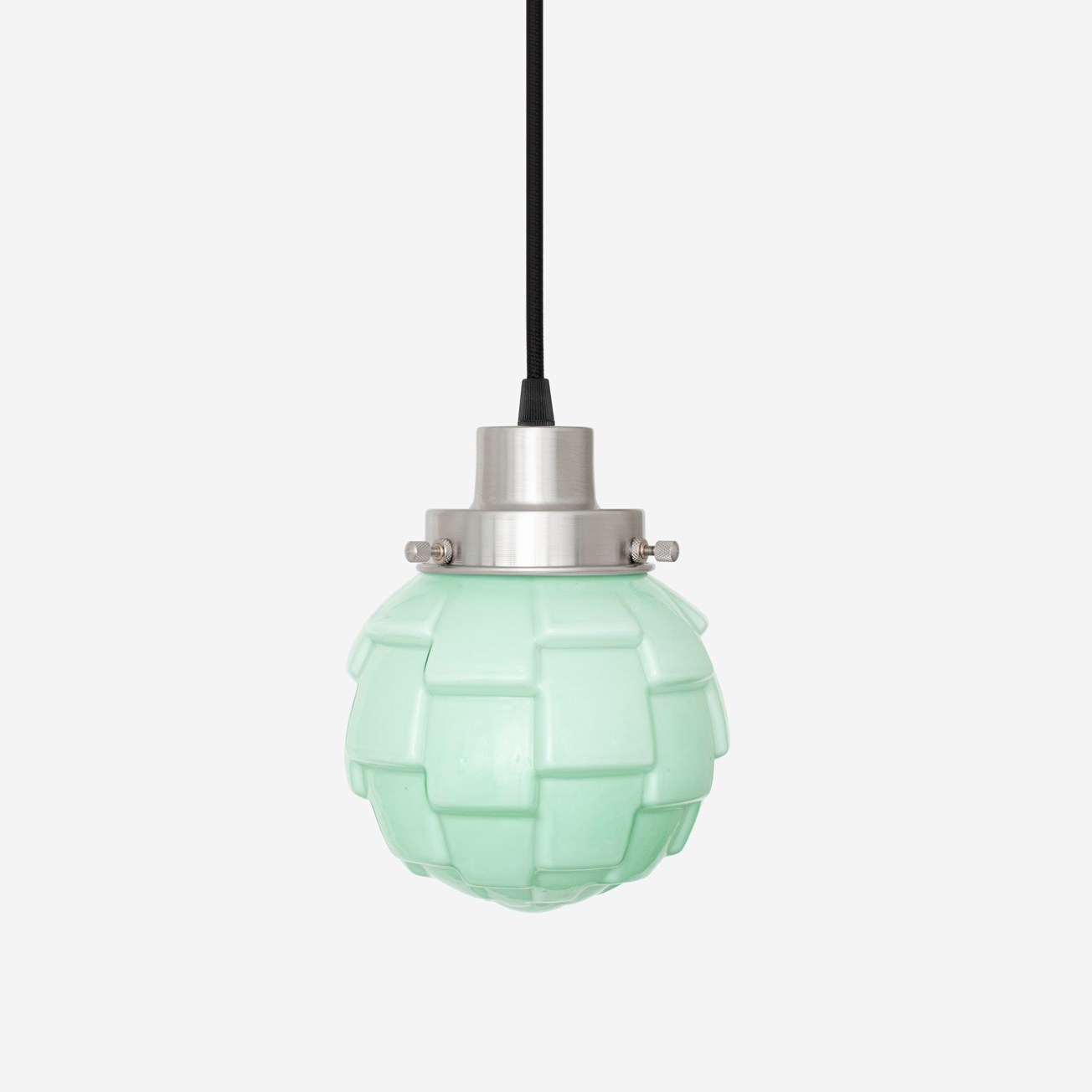 Pendelleuchte mit Kabel, Bretagne Mint 20er Jahre, mattes Nickel