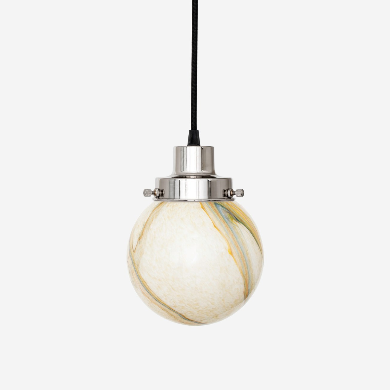 Hängelampe am Kabel Marmorkugel 20's Nickel