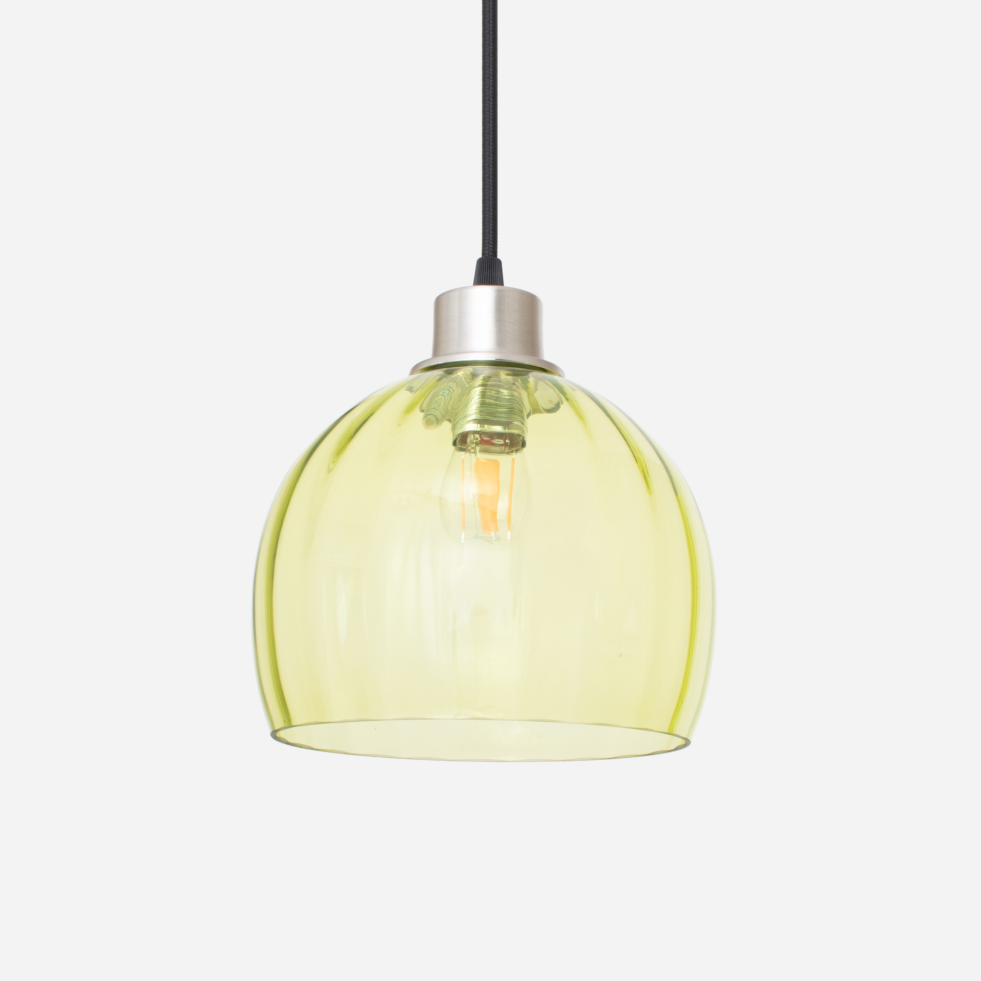 Hängelampe am Kabel Calabash Medium Anika Green 20's Nickel matt