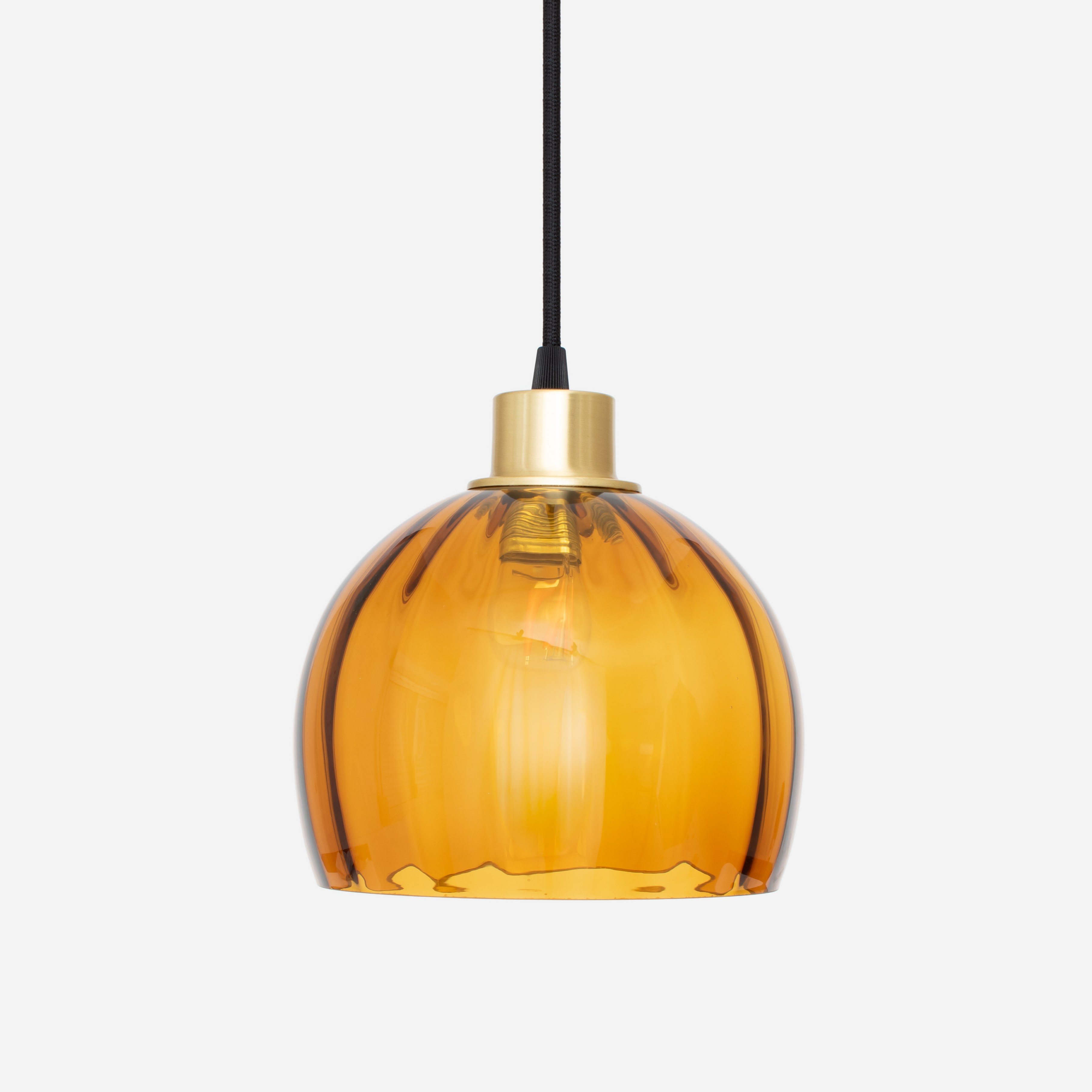Hängelampe am Kabel Calabash Medium Amber 20's Messing