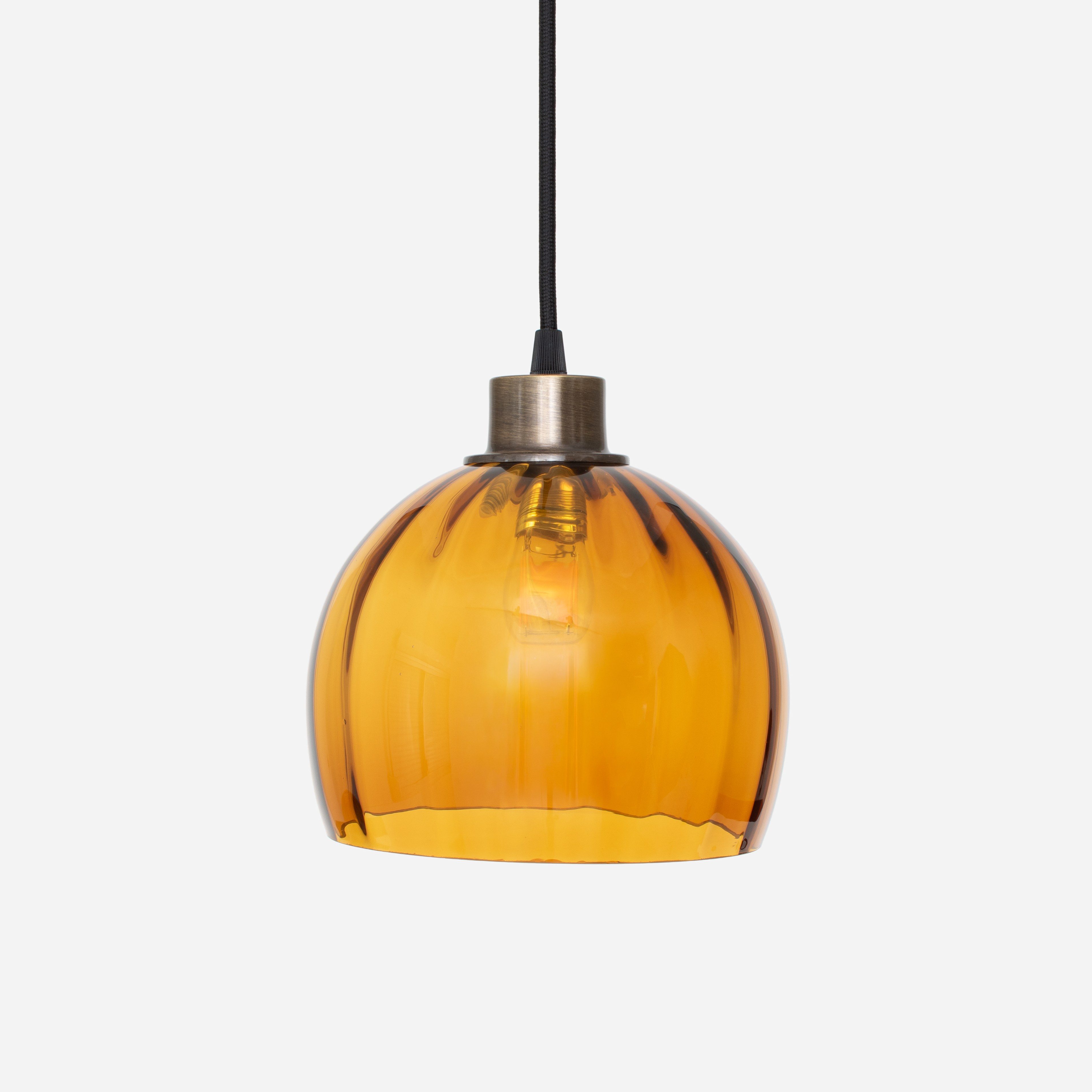Hängelampe am Kabel Calabash Medium Amber 20's Bronze