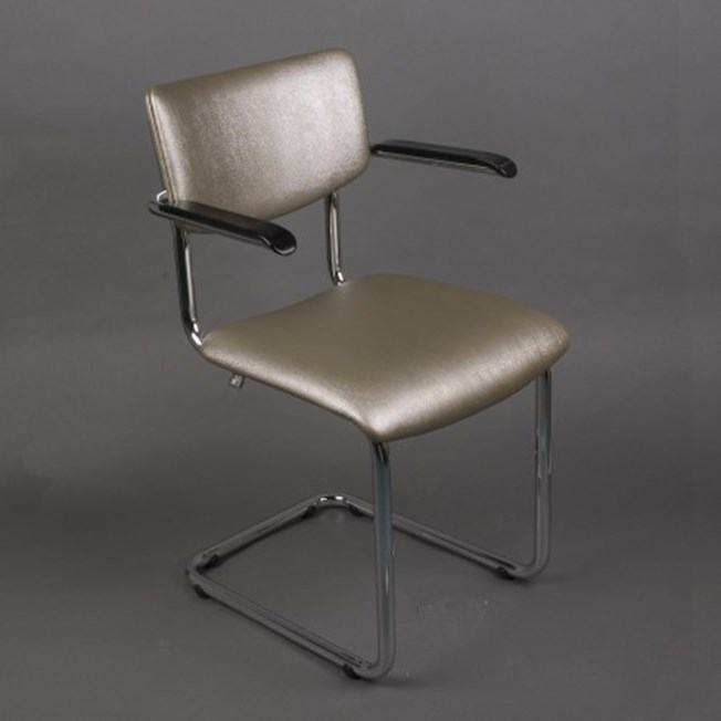 Chromrohr Stuhl Basic mit Armlehnen