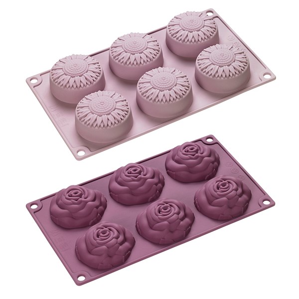 Set mit 2 Silikon-Backformen Flowers