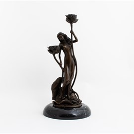 Bronze Kerzenhalter / Skulptur Lily